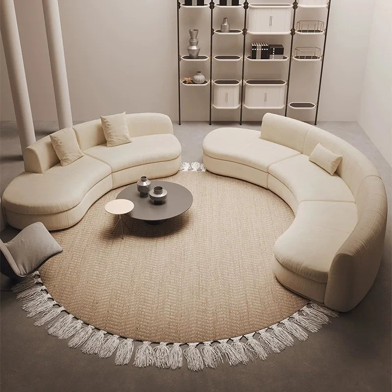 Curved sofa living room, light luxury, modern Internet celebrity hotel, beauty salon, lobby lounge area, reception of guests