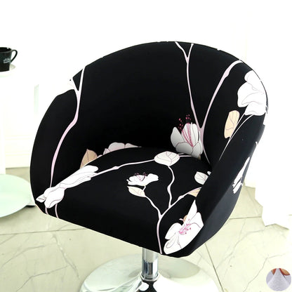 Universal Curved Chair Cover Short Back Printed Arc Armchair Covers Dining Chair Covers Home Spandex Elastic Dustproof Cover