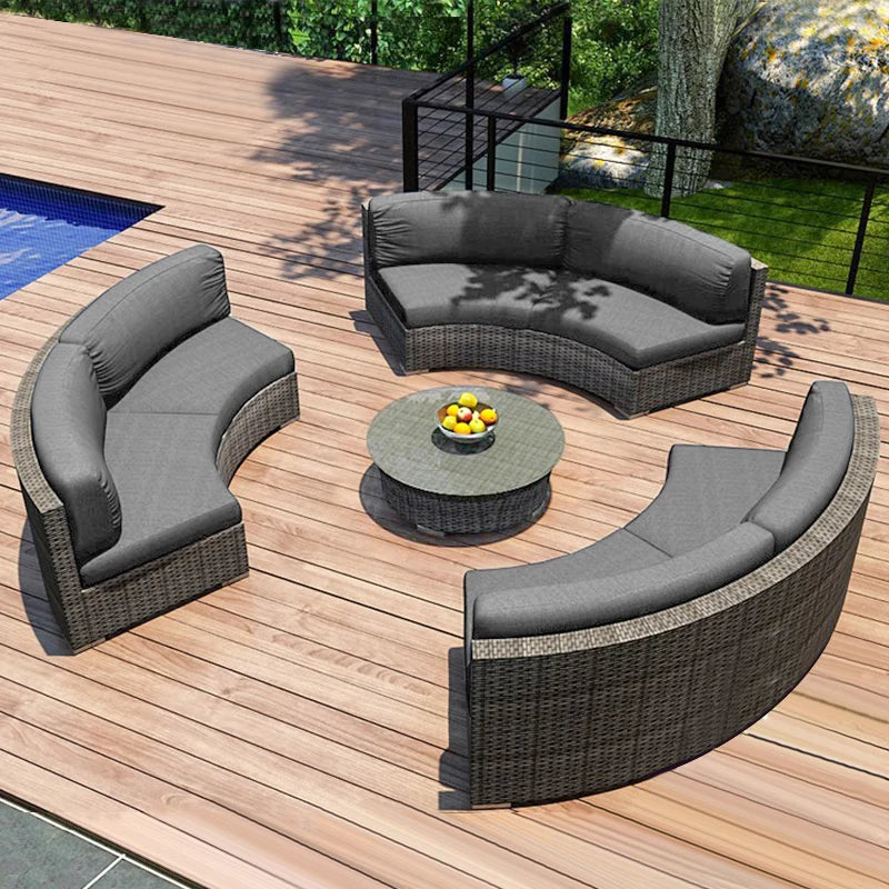 Living Room Combination Garden Sofas Courtyard Simple Lawn Coffee Table Garden Backrest Pe Rattan Furniture Sofá Jardín MHHYSF