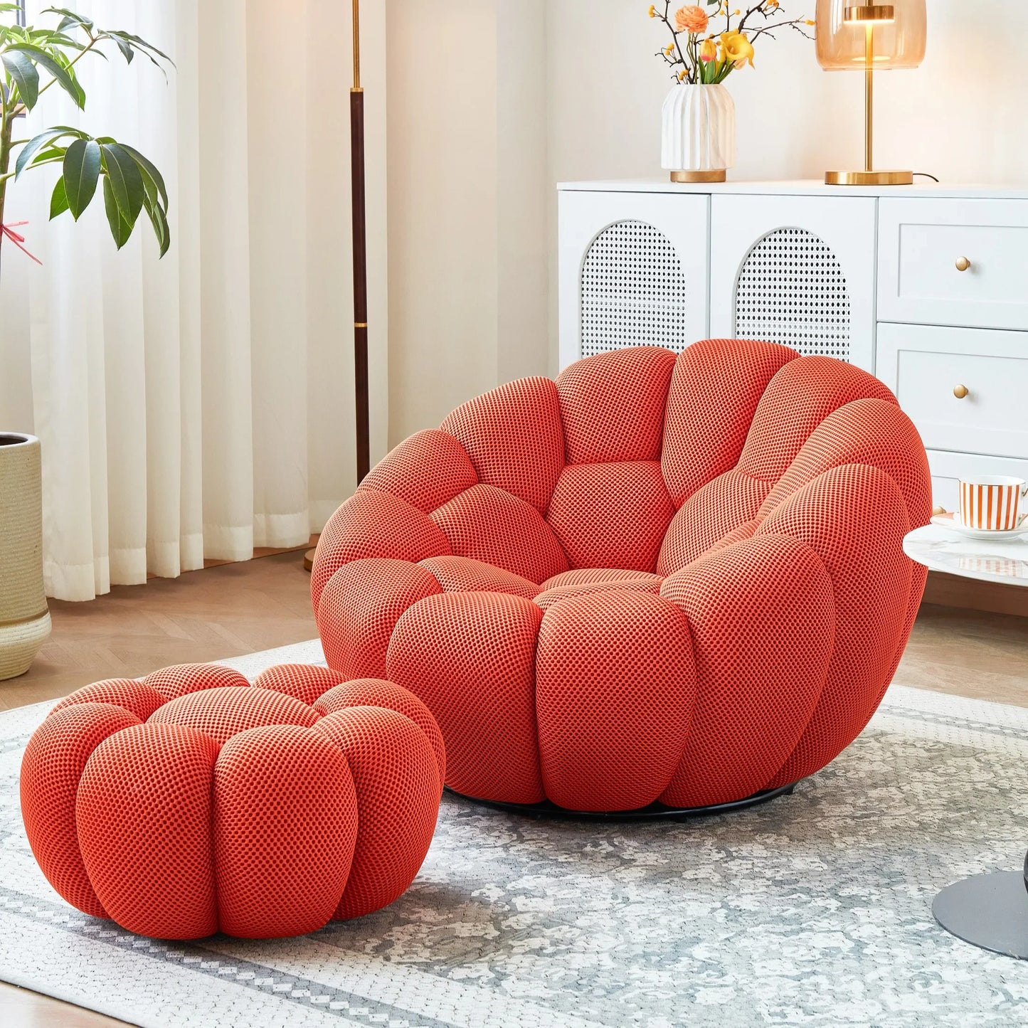 Modern Pumpkin Chair Luxury Bubble Sofa Single Lounge Seat Lazy Recliner for Bedroom Balcony Living Room Aesthetic Accent