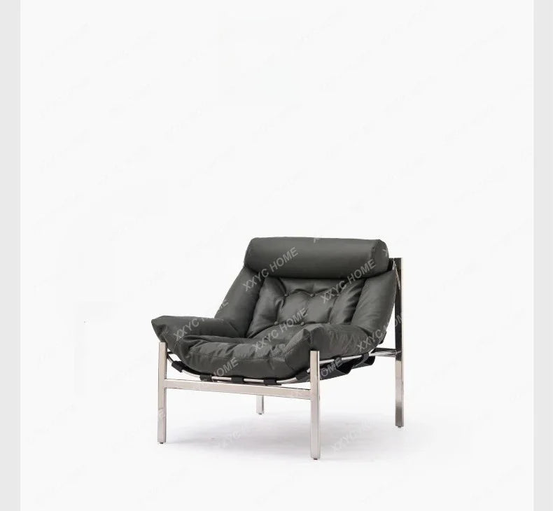 A Italian minimalist leisure chair premium stainless steel retro single sofa chair