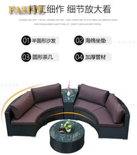 Outdoor round rattan sofa combination garden courtyard
