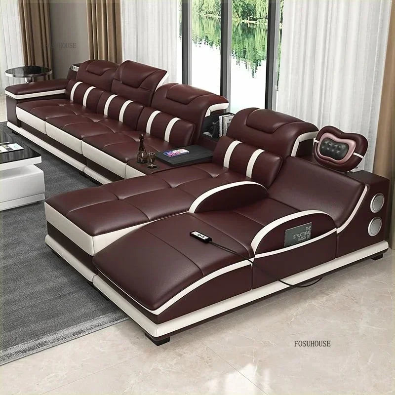 Modern Artificial Leather Living Room Sofa Combination Luxury Chaise Longue High-end Sofas Living Room Furniture