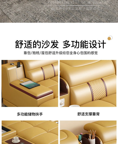 Leather Sofa Modern Simple Living Room Small Apartment Latex Storage Top Layer Leather Sofa