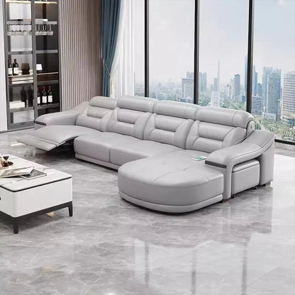 MINGDIBAO Genuine Leather Living Room Sofa Set Power Reclining Couch Electric Recliners with Stool Seating Room, Sofa Reclinable