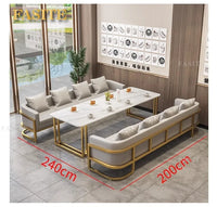 Linlamim Fabric Sofa Set Furniture Living Room Sofa Set with Desk and Stools / Big U Shape Cloth Couch Sofas for Home Furniture