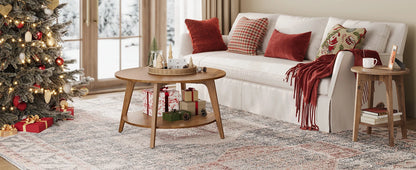 VASAGLE Side Table, Small Round End Table with Lower Shelf, Nightstand for Small Spaces, Living Room, Bedroom