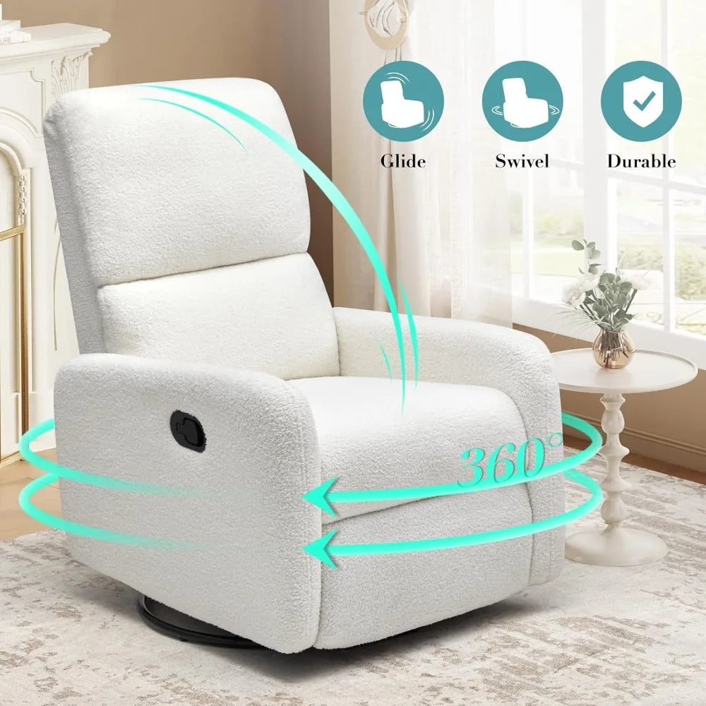 Swivel Glider Rocking Recliner Chair for Adults, Comfortable Upholstered Sofa Armchair