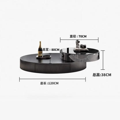 Italian Luxury Oval Coffee Tables Modern Minimalist Rotatable Center Coffee Table Set Stainless Steel Living Room Furniture FYCT
