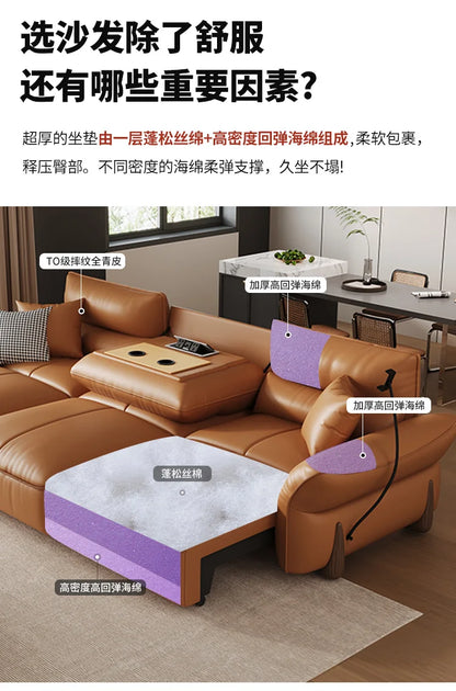 Relaxing Genuine Leather Sofa Living Room Electric Reclining Italian Sofa Lounge Luxury Divano Soggiorno Furniture Home