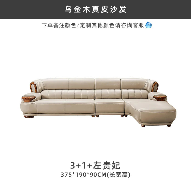 New Chinese ebony leather modern high-end living room home sofa furniture