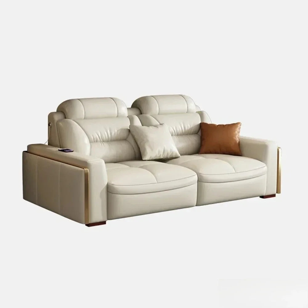 Premium Italian Genuine Leather Sectional Sofa Sets Couch Sofas with USB and Bluetooth Speaker - MANBAS Living Room Furniture