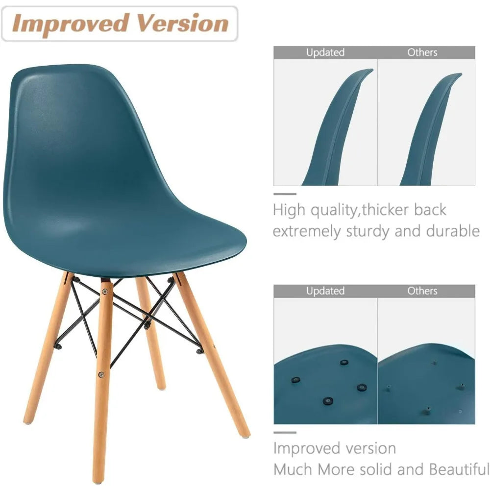 Furmax Modern Style Dining Chair Mid Century Modern DSW Chair, Shell Lounge Plastic Chair for Kitchen Chairs Set of 4(White)