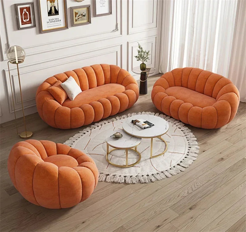 Modern Living Room Sofa Lambswool Pumpkin Sofa Chair Creative Home Balcony Swivel Lounge Chair Fitting Room Bedroom Single Sofas