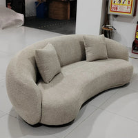 A Modern Furniture Comfort White Half Moon Round Couch Living Room Lounge Couches 3 Seater Velvet Fabric Curved Sofa for Home