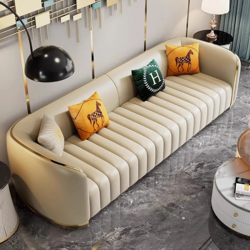 Furniture sofa Italian light luxury leather sofa small apartment living room home high-end designer straight row