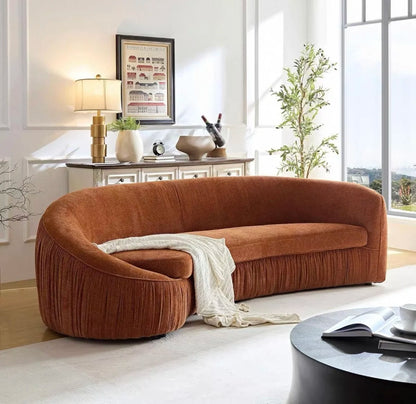 gW Nordic modern minimalist chenille cloth sofa hotel pleated curved large flat multi-person sofa