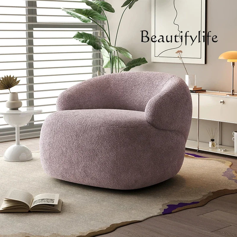 Italian light luxury fabric rotating leisure chair balcony single Nordic modern minimalist designer living room sofa