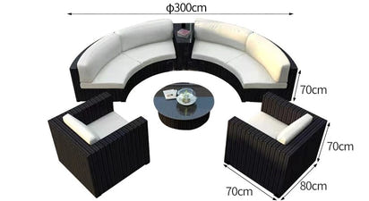 Outdoor sofa combination garden terrace leisure rattan circular courtyard outdoor open-air rattan chair sun room rattan sofa