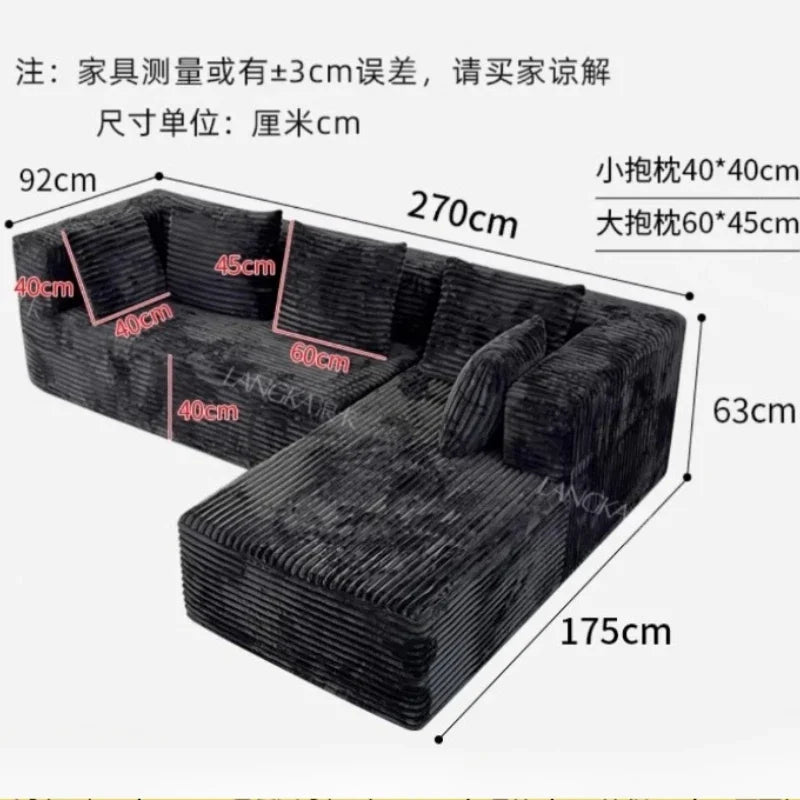 Oversized Boneless Double Lounge Sofa Chair Compressed Sectional Cloud Couch Corduroy L Shape Sofa Bed Couch Divano Da Soggiorno