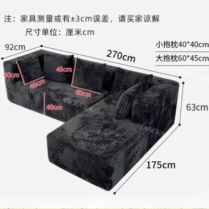 Oversized Boneless Double Lounge Sofa Chair Compressed Sectional Cloud Couch Corduroy L Shape Sofa Bed Couch Divano Da Soggiorno
