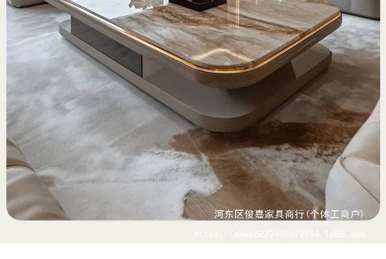 Light luxury modern coffee table microcrystalline stone high-end home high-end new living room villa marble lengthening