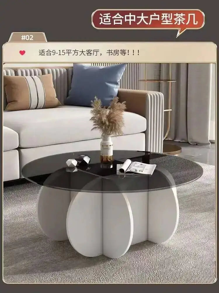 Table basse ronde en verre trempé résistant aux hautes températures, style luxe léger et créatif, stable, pour salon et maison