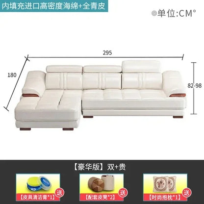 Long - lasting Genuine leather sofa, cowhide top layer, large and small unit, living room corner combination