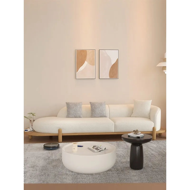 Log cream style moon curved sofa Japanese style simple and modern