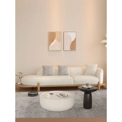 Log cream style moon curved sofa Japanese style simple and modern