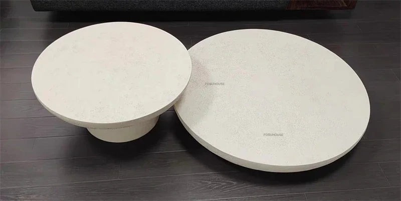 Small Apartment Stone Round Side Tables Wabi-sabi Style Cement Coffee Tables Designer Medieval Style Tea Table Home Furniture