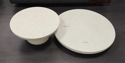 Small Apartment Stone Round Side Tables Wabi-sabi Style Cement Coffee Tables Designer Medieval Style Tea Table Home Furniture