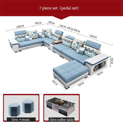 For living room minimalist modern large unit furniture set combination cotton and linen 2024 new technology fabric sofa