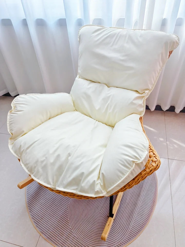 Woven Rattan Rocking Chair for Balcony Lazy Sofa with Comfortable Cushion Leisure Swivel Chairs for Living Room Lobster Chairs