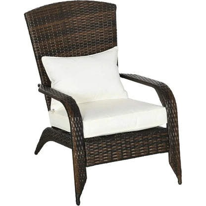 v Outdoor Chair, Rattan Fire Pit Chairs with Soft Cushions, Curved Backrest and Armrests, Outdoor Chair