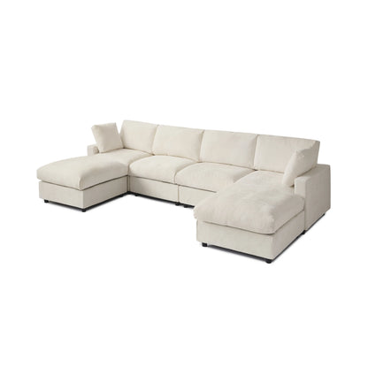 Sdorens Sectional Sofas for Living Room Modern Cloud Couch Chenille U-shaped Modular Sectional Sofa with Reversible Ottomans