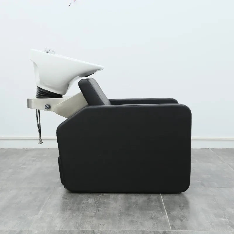 Luxury Electric Height Adjustable Shampoo Chair with Durable Ceramic Basin Modern Design