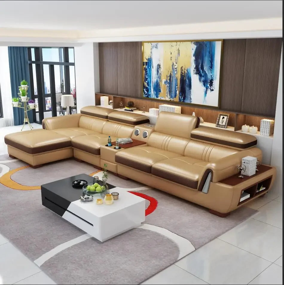 A New Design Fashion Leather and Cloth Combination Furniture Living Room Sofa