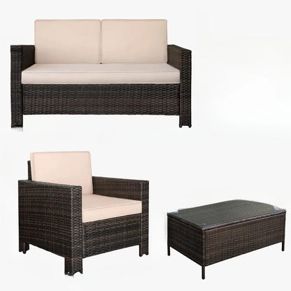 %a Camping Outdoor Indoor Backyard Porch Garden Poolside Balcony Use (Beige) Patio Furniture Outdoor Set Nature Hike Table Sets