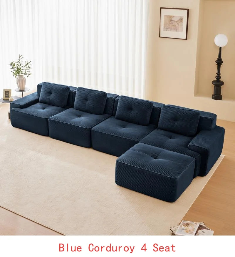 Cloud Modular Sectional Sofa with 2 Storage Ottomans 160.6" Down Filled Comfort U Shaped Sofa Minimalist Wide Deep Seat Couch