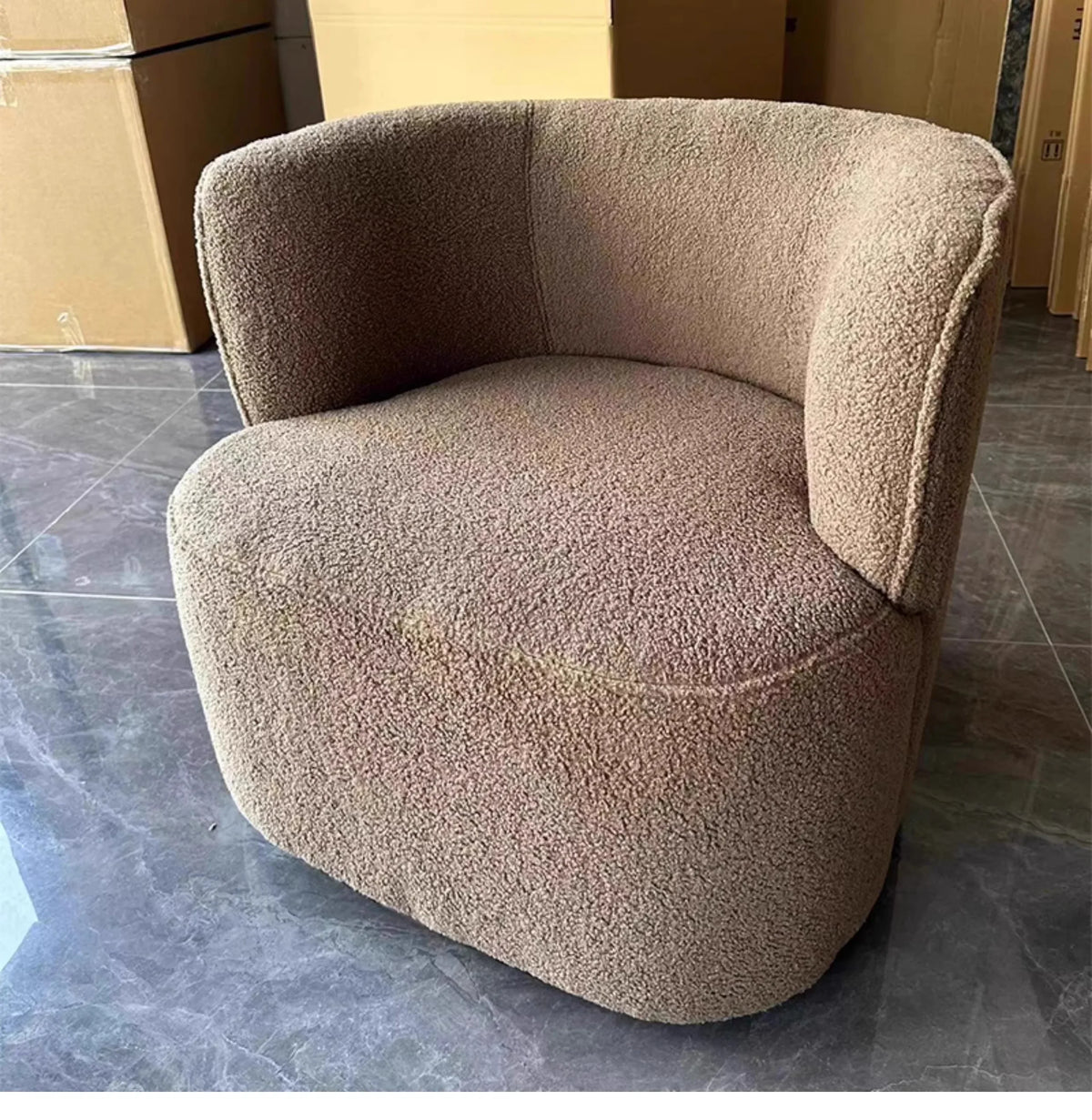 Nordic Light Luxury Cream Style Single Lambswool Couch Home Living Room Bedroom Couch Designer Chair