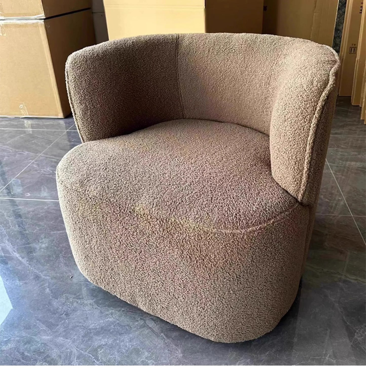 Nordic Light Luxury Cream Style Single Lambswool Couch Home Living Room Bedroom Couch Designer Chair