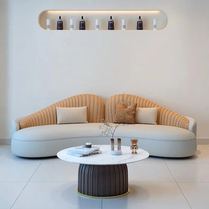 Italian Minimalist Designer Curved Sofa Nordic Creative Beauty Salon Lounge Reception Sofa Office Furniture أثاث مكتبات FYOS