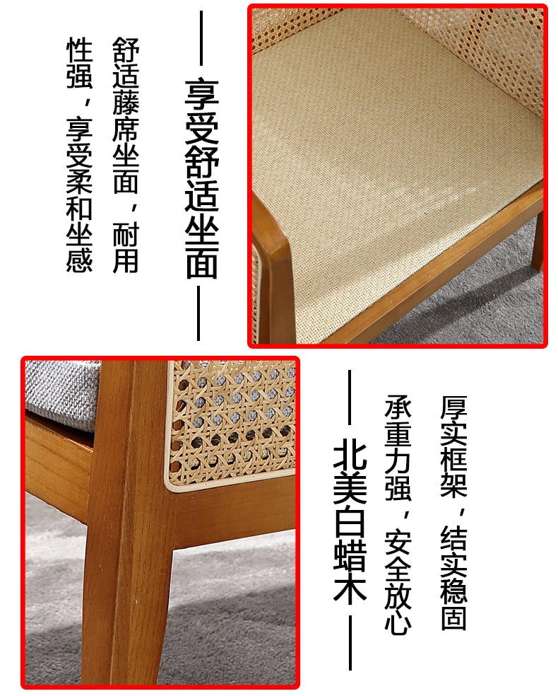 Balcony Rattan Living Room Chairs Outdoor Ergonomic Living Solid Wood Chairs Makeup Simple Fauteuil Salon Furniture Decoration