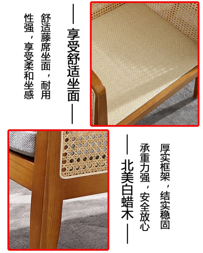 Balcony Rattan Living Room Chairs Outdoor Ergonomic Living Solid Wood Chairs Makeup Simple Fauteuil Salon Furniture Decoration