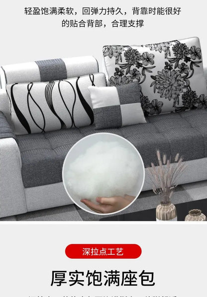 Living room fabric sofa Modern simple home corner sofa Furniture combination Solid frame fabric sofa