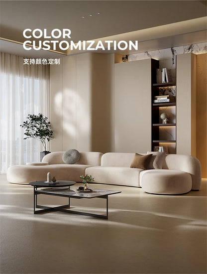 Italian Sofa Living Room Simple Fabric Affordable Luxury Fashion Special-Shaped Arc Cream Style Corner Combination