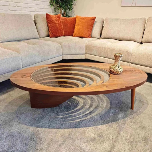 Table basse en bois massif, salon de luxe, table basse haut de gamme, design créatif, meubles de salon, décoration de salon