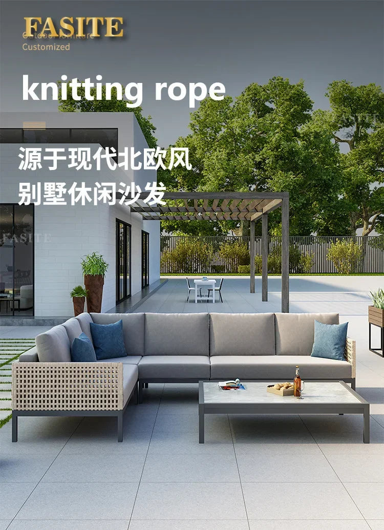 Leisure Style Outdoor Sofa Combination Living Room Balcony Open-air Leisure Rattan Weaving