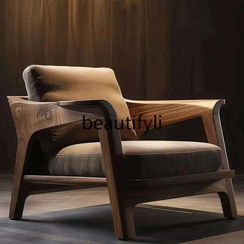Designer's new black walnut ash wood single leisure sofa home sofa chair